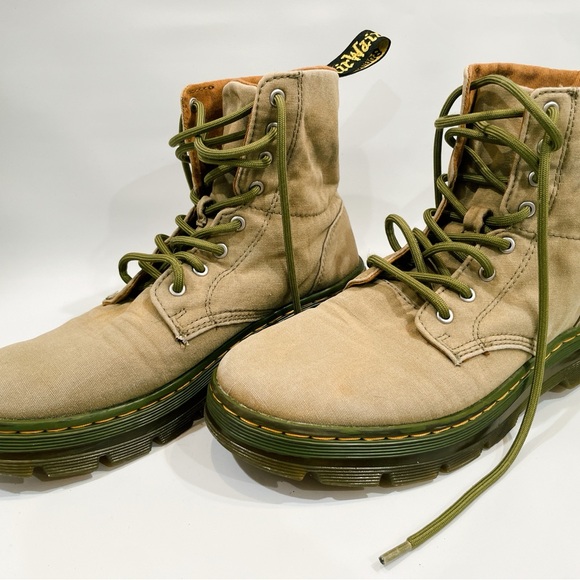 Vintage dr marten green maelly combat boots men’s 8 women’s 9 doc martens canvas - Picture 10 of 16